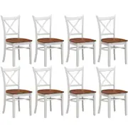 Lupin Dining Chair Set of 8 Crossback Solid Rubber Wood Furniture - White Oak