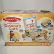 Melissa & Doug Wooden Shape Sorting Grocery Cart Push Toy And Puzzles - Pretend