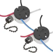 2PS Ceiling Fan Switch Zing Ear ZE-208s E89885 3 Speed 4 Wire 2 Piece, Black
