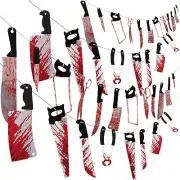 Halloween Blood Knife Flag Pulling Party Horror Ghost House Pendant String Decor