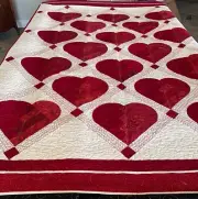 Handmade Cotton Patchwork "Healing Hearts" QUILT Complete 74"x93"