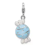 Sterling Silver Amore La Vita Rhodium-Plated Polished Enameled Piece Of Candy In Wrapper Charm With Fancy Lobster Clasp
