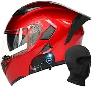 Bluetooth Full Face Motorbike Helmet, Modular Flip Up Full Face Helmet for Men and Women with Double Sun Visor DOT/ECE Motocross Racing Crash Helmet I,M(57~58cm)