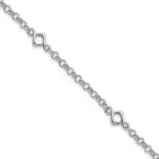 Sterling Silver Rhodium-plated Fancy Bracelet 7.5" 4.14gm Gift for Mother