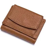 [SKUZA] Wallet,Card Bag,Women Wallet RFID Protect Female Leather Coin Bag Lady Candy Colors Mini Purse Japanese Style Short Wallet Card Holder (Color : Black) (Light Blue) (Color : Earth Yellow)