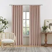 DUALIFE Cute Dusty Pink Blackout Curtains 90 Inches Long - Rose Blush Pinch Pleat Track Curtains Blackout with Hooks Viral Pleat Drapes for Girls Bedroom Nursery,40 by 90 Inch, 2 Panels, Back Tab