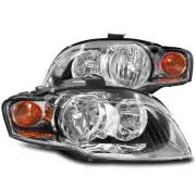 FOR 05-08 AUDI A4 QUATTRO S4 B7 HALOGEN REPLACEMENT HEADLIGHTS CHROME LEFT+RIGHT (for: Audi)