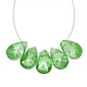 6 Cubic Zirconia Flat Pear Briolette Beads 4 x 6mm " Light Emerald Green " 96056