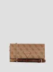 GUESS Women's Brown Logo Noelle Crossbody Organiser Bag