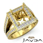 Diamond Engagement Pave Filigree Ring Princess Semi Mount 18k Yellow Gold 1 Ctw