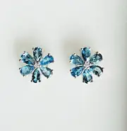 1.50ct Natural Pear London Blue Topaz Stud Earring for women in sterling Silver
