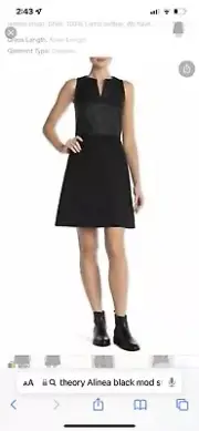 $595 NWT Theory ALINEA Mod Stretch Leather Light Sleeveless Black Dress sz 6