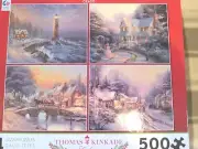 Thomas Kinkade 4 in 1 Multipack 500 Piece Holiday Jigsaw Puzzles Brand New
