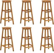 Bar Stools 6 pcs Solid Acacia Wood,Outdoor Bar Stools Solid Acacia Wood Set of 6 Weather Resistant Patio Furniture for Sunbathing and Entertaining Patio Seating