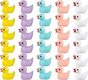 50 Pieces Mini Resin Ducks Decoration Miniature Ornament Tiny Ducks for DIY Garden Dollhouse Duck Accessories Baby Shower Birthday Party Favors Desk Room Crafts Decor