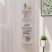 VRAXO Wall Corner Shelf White 19x19x123 cm Engineered Wood -4.75KG,326831