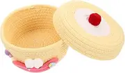 Abaodam Dog Food Storage Basket with Lid Stylish Cotton Rope Organizer Bin for Snacks and Sundries Decorative Cartoon Design for Desktop Use Capacity for Home Organization