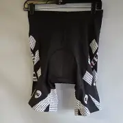 NEW - Large SPONEED Men's Black & White Padded Compression Cycling Shorts
