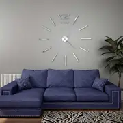 3D Wall Clock Modern Design 100 cm XXL Silver vidaXL