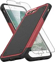 Asuwish Phone Case for iPhone 7plus 8plus 7/8 Plus with Tempered Glass Screen Protector Cover and Rugged Cell Accessories Protective Dual Layer i Phone7s 7s + 7+ 8s 8+ Phones8 7p 8p Women Men Red