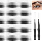 200 Pcs Micro Eyebrow Brush with Cap, Multifunctional Brow Lamination Brush E...