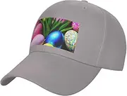 [FSCEV] Easter Eggs Colourful Solid Colour Curved Brimmed Duckbill Cap Men and Women Outdoor Sports Baseball Hat, grey, One size