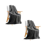 SOGA 2X Grey Throw Blankets – Warm Thick Double-Sided Flannel Fleece