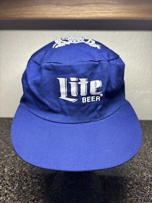 Vtg Miller Lite Pilsner Beer Painters Cap All Over Logo Snap Back Baseball Hat