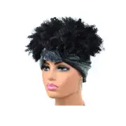 10 Gradient Small Curly Headscarf Wig in 1b Colour