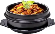 Korean Stone Bowl with Tray, Premium Ceramic, Stone Hot Pot for Bibimbap Soup Korean Stone Bibimbap (Small)