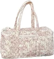 [BBIQI] Quilted Duffle Bag For Women Cute Weekender Bag Floral Travel Bag Cotton Diaper Tote Bag, L-Pink, Cute