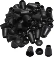 50Pcs Black Bell End Stopper Cord Rope Ends Locks Lanyard Clips Fastener for Bac