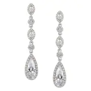 SWEETV Long Pear-Shaped Rose Gold Wedding Birdal Earrings for Brides, Bridesm...