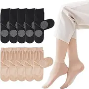 [POTXRESD] Women's Non Slip Nylon Sheer Ankle Socks 10 Pack Reinforced Toe Anti-Snag High Hosiery Socks