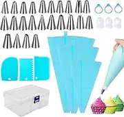 36 in 1 Piping Bags and Tips Set, Cake Decorating Kits for Beginner with Reusable Silicone Pastry Bags/Stainless DIY Piping Nozzles/Icing Smoother/Storage Box for Cupcake/Cookies/Candy Baking Gifts