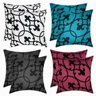 Floral Cushion Cover Abstract Decorative Cushion Cover Black White Teal Red Grey