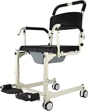 Elderly Toilet Chair Shower Commode Chair with Arms and Wheels Commode Lift Transfer Chair Shower Wheelchair with Commode for Elderly Disabled 220 Lb