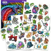 Assorted Temporary Tattoos for Boys and Girls -- 50 Tattoos Featuring Shark Bug Dinosaur Dragon Sports Pirate Robot Alien Animal Designs (Kids Temporary Tattoos Pack)