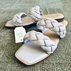 Time & Tru NWT Lavender Braided Band Two Strap Flat Slides Sandals Sz 8 39.5