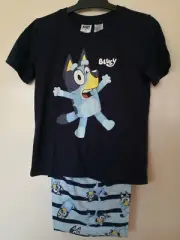 NWT Size 6 Bluey boys Striped Pyjama pj Set - Navy/Blue Stripe - summer
