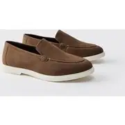 Mens Dark Brown Faux Suede Loafer