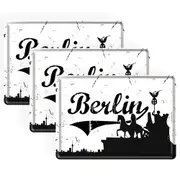 3PK Nostalgic Art Metal/Paper Coated Mail Postcard Berlin Black w/Envelope 14cm