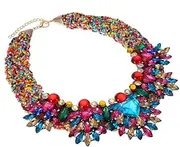[Jerollin] Fashion Jewelry Resin Acrylic Cluster Choker Statement Pendant Bib Necklace New 2016