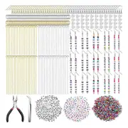 Personalized Earring Making Kit with 1192 Pieces Name Letter Beads 4mm Colorful Beaded Earring Hooks DIY Craft Supplies As Shown
