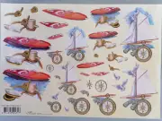 A4 DECOUPAGE/PAPER TOLE Sheet for Cardmaking, Mireille E 728, Boats