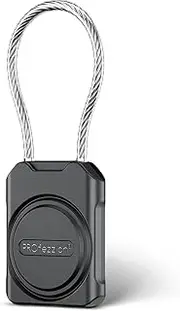 PROfezzion Secure AirTag Holder with Metal Wire Cable for Luggage, IPX8 Waterproof Hard Shell Hidden Air Tag Case with Allen Key Locking System for Travel Suitcase, Pet Dog Collar, Keys -Black