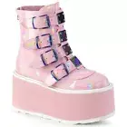 DAMNED-105 Platform Ankle Boot with 4 Buckle Straps and Back Metal Zip
