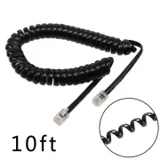 Quality 10ft Black Telephone Handset Phone Extension Cord Curly Line Cable Wires