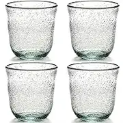 4 Piece Drinking Glasses Set | Pure Glassware by Pascale Naessens | Transparent Water Glasses 20cl with Bubbles | Essentials for Home, Glassware | Drinks, Juice