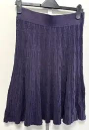 NEW! White Stuff UK12 purple knit pull-on stretch Je T'Aime midi length skirt